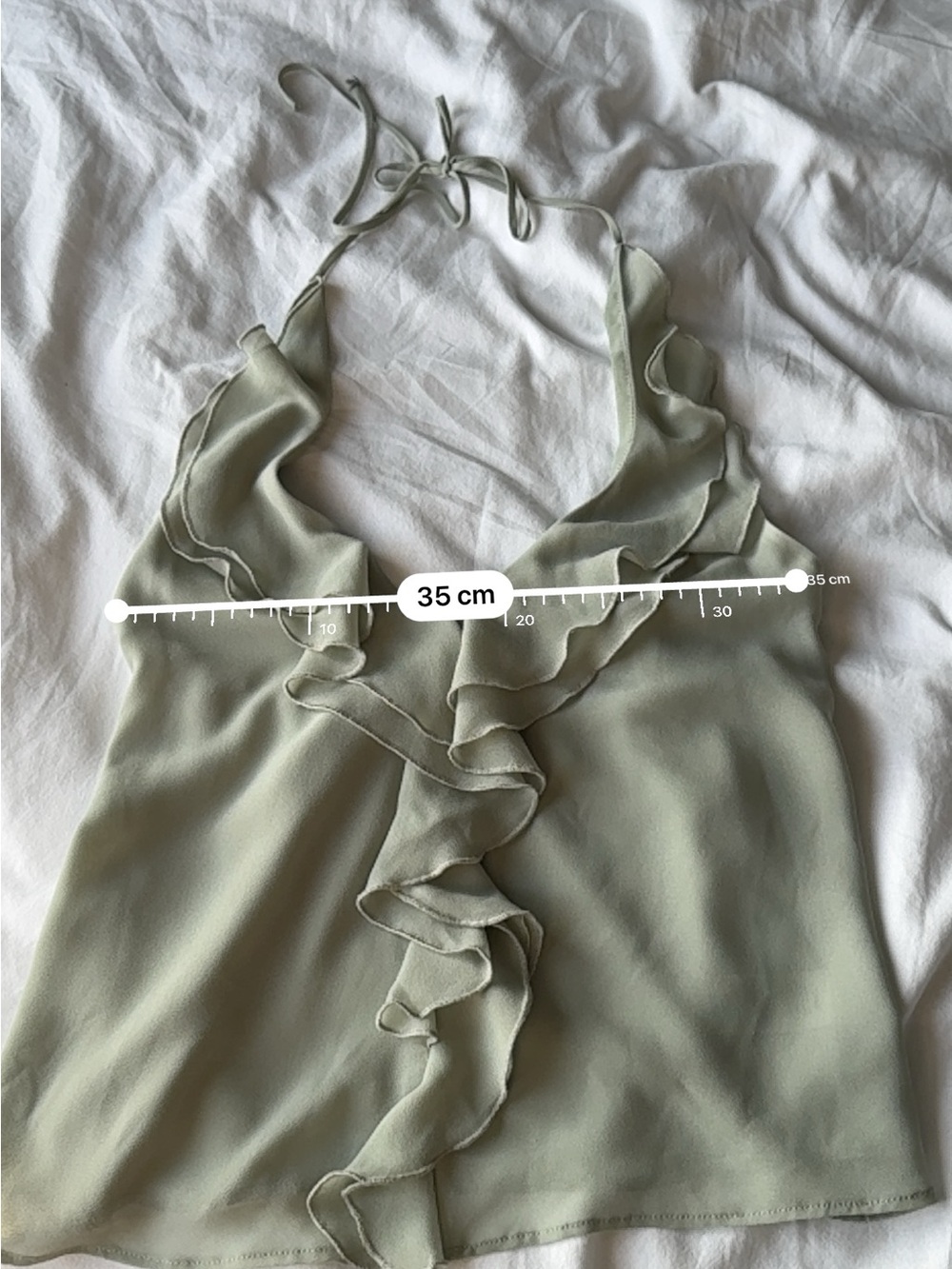 Dynamite Open Back Halter Ruffle Top Sage Green - Picture 5 of 6